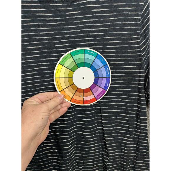 Habitat Top Womens Small Stripe Pieced Abstract Artisan Tee T Shirt Navy - Picture 6 of 10